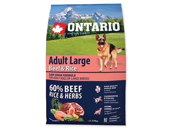 ONTARIO dog  ADULT LARGE beef and rice - 2,25kg