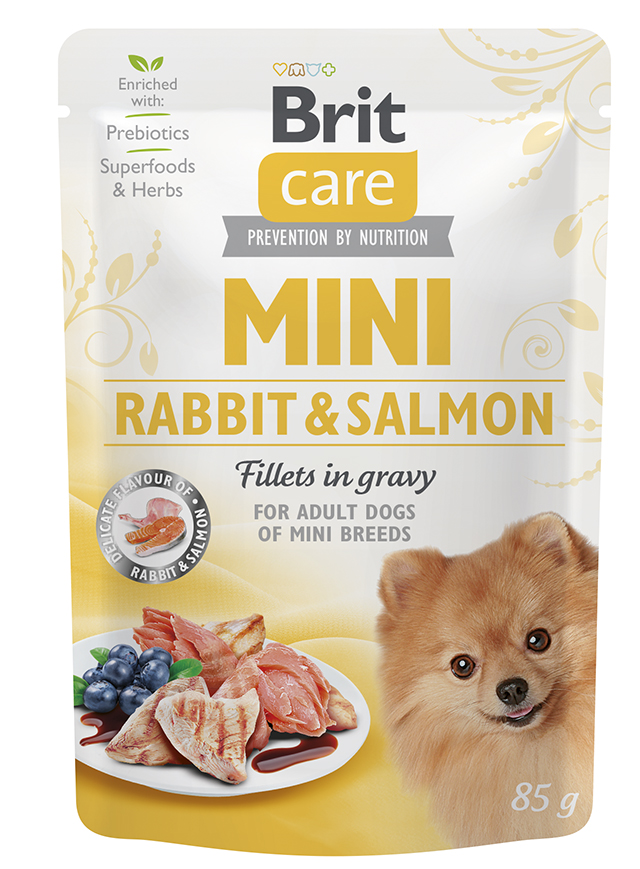 Brit care dog  mini kapsa adult  rabbit/salmon 85g