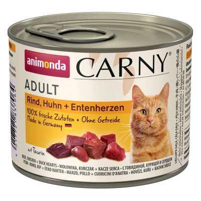 ANIMONDA cat konzerva CARNY hovězí/kuře/kachní srdce - 400g