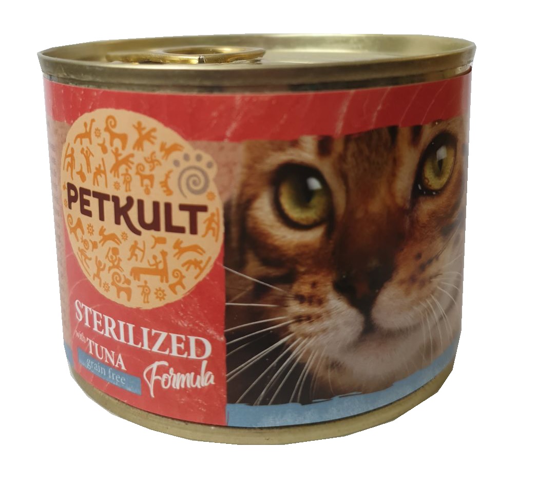 PETKULT  cat konz.  STERILISED  tuňák - 185g (9 + 3 gratis)