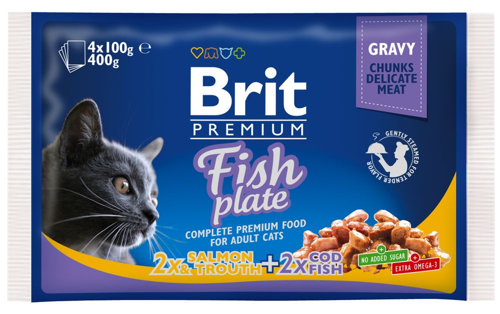 BRIT cat kapsa 4x100g - Masové menu